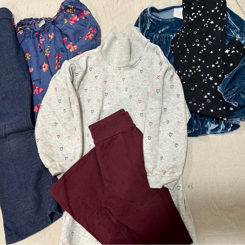 Cozy Heart Print Sweater with Burgundy Leggings